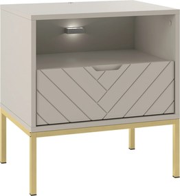 Szafka nocna glamour z oświetleniem Aspen 04 cashmere/złoty