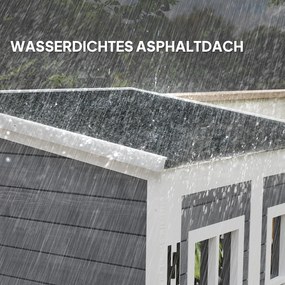 Outsunny Drewniany domek na narzędzia ogrodowe z 2 oknami, kotwami do gruntu, dachem z asfaltu, 91 x 69 x 192 cm, Sosna, Jasnoszary