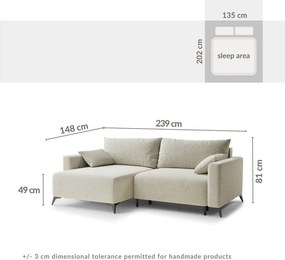 Szary rozkładany/ze schowkiem narożnik z tkaniny szenilowej (lewostronny/z szezlongiem) Leon – Maison de Rêve
