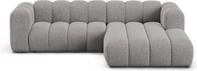 Szary narożnik z tkaniny szenilowej (prawostronny/z szezlongiem) Lupine – Micadoni