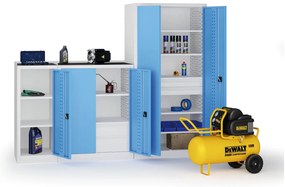 Szafa warsztatowa, 2 półki, 1180 × 950 × 500 mm, niebieskie drzwi
