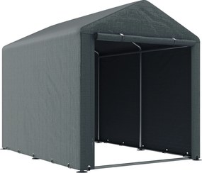 Outsunny Schowek na narzędzia, Garaż namiotowy, Duże drzwi, Ramka odporna na rdzę, 160x218x172 cm, Ciemnoszary