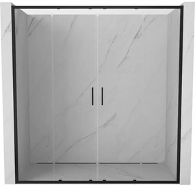 Mexen Exo drzwi prysznicowe podwójne rozsuwane 200 cm, transparent, czarne - 8152-200-000-70-00