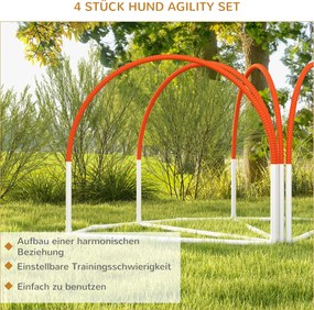 PawHut Zestaw do Agility dla Psów, 4-częściowy, w zestawie torba, Plastik, 89x69x99 cm, Biały+Pomarańczowy