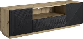 Szafka RTV Asha 167 cm z szufladą i wnęką - artisan / czarny mat