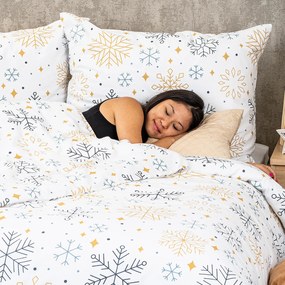4Home Pościel flanelowa Frosty snowflakes, 140 x 220 cm, 70 x 90 cm