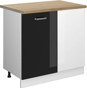 Szafka narożna czarny wysoki połysk 86x60x81.6 r-line