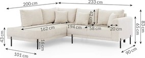 Beżowy narożnik z tkaniny szenilowej (lewostronny/w kształcie litery L) Mauris – Ropez