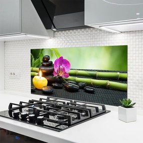 Szkło Dekoracyjne do Kuchni Chwila Wyciszenia: Bambus I Kwiat