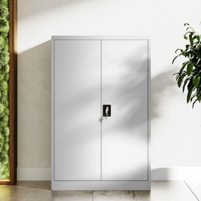 Biurowa szafa metalowa na akta KEVIN, 900 x 1400 x 400 mm, szara