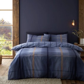 Ciemnoniebieska flanelowa pościel dwuosobowa 230x220 cm Melrose Tweed Check – Catherine Lansfield