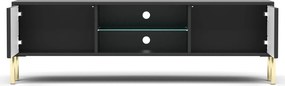 Czarna szafka RTV na złotych nóżkach 135 cm N9-P63