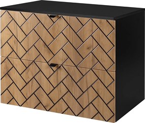 Meble łazienkowe, Złoty dąb rzemieślniczy, 80 x 57 x 46 cm, czarne uchwyty