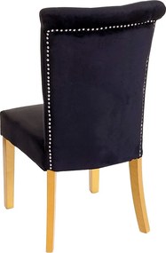 Krzesło do jadalni MCW-D22 (zestaw 6 sztuk),  czarny, nogi w kolorze złotym