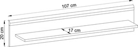 Nowoczesna półka Bliwon 107 cm do salonu, skandynawski styl, biały mat + dąb riviera, minimalistyczna