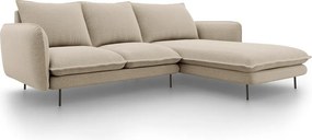 Beżowa sofa narożna Cosmopolitan Design Vienna, prawostronna