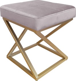 Pufa ZOA tkanina Welur loft ławka podnóżek metal : Kolor Stelaża - Złoty, Kolor tkaniny - VELVET - MG55, Typ tkaniny - Velvet