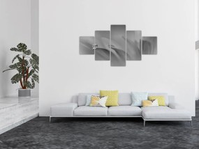 Obraz - Kropla na kwiecie, czarno - biały (125x70 cm)