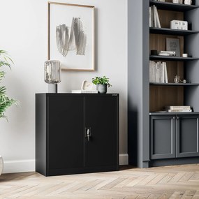 Metalowa szafka z drzwiami BEATA, 900 x 930 x 400 mm, czarna