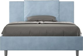 Łóżko bez stelaża tapicerowane 140x190 microfibra błękitny Antea