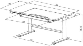 Regulowane dziecięce biurko elektryczne ergonomiczne - Tobiso 2X