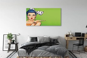 Obraz na płótnie Kobieta z Czerwonymi Ustami i Kokardą