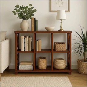 Regał drewniany Retro I prowansalski z krzyżami i półkami,  kolor kasztan