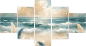 Obraz – Malowana plaża w delikatnych kolorach (125x70 cm)