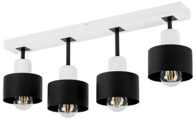 Czarno-biała lampa sufitowa, czteropunktowy spot DSC60x7WE z drewna i