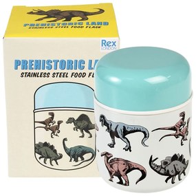 Niebiesko-kremowy termos na jedzenie dla dzieci 280 ml Prehistoric Land – Rex London