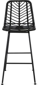 Hoker Rattanowy JERRY Ogrodowy Krzesło Barowe Czarny Boho