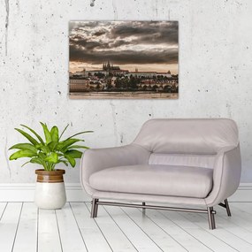 Obraz na szkle - pochmurna Praga (70x50 cm)