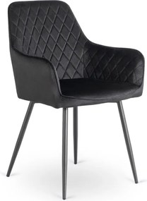 Krzesło Tapicerowane do Jadalni BRESSO Czarne Welurowe Nowoczesne Loft