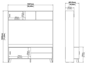 Biało-naturalny zestaw pod TV w dekorze dębu 159x181x48 cm Ikast – Tvilum