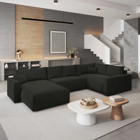 Masseno Narożnik VELAMI z funkcją spania i pojemnikiem na pościel Narozniki U, Rozkładana sofa - Czarny, MONOLITH 95