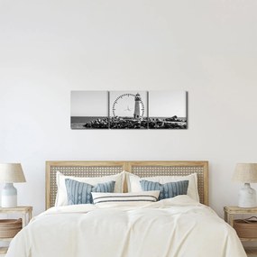 Obraz - Latarnia morska na wybrzeżu, Santa Cruz, Kalifornia (z zegarem) (90x30 cm)