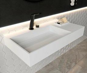 PB2015 umywalka ścienna z odlewu mineralnegoBiały mat - 90 x 48 x 13 cm
