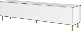 Stojak pod TV – 180 cm x 45,2 cm x 35 cm – Marmur biały i złoty – Melamina