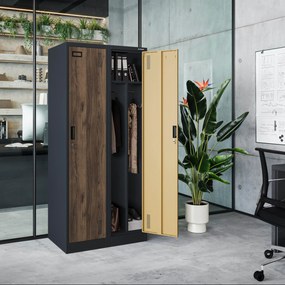 Szafka ubraniowa BHP ubraniowa antracytowa/ orzech: czterokomorowa Eco Design KACPER, 800 x 1800 x 500 mm