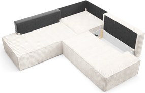 Masseno Narożnik TESSO z funkcją spania i pojemnikiem na pościel Narozniki L, Rozkładana sofa - Kremowy, TILIA 01