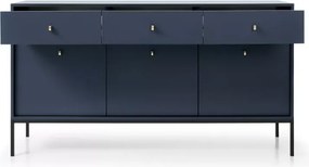 Komoda Gerra 3 – nowoczesna, elegancka komoda z 3 drzwiami i 3 szufladami, na wysokich metalowych nogach złotych lub czarnych