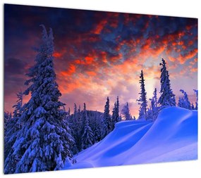 Obraz na szkle - Zimowy zmierzch (70x50 cm)
