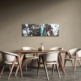 Obraz - górska rzeka zimą (z zegarem) (90x30 cm)