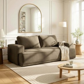 Sofa z Funkcją Spania CAMELIA Brązowa Boucle Nowoczesna