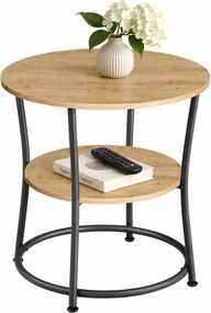 Stolik kawowy okrągły 54 cm loft z półką Faro 01, dąb artisan