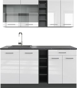 Pojedyncza kuchnia biały wysoki połysk/antracyt 160x60x81.6 r-line
