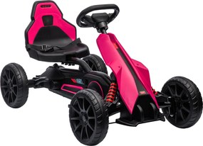 HOMCOM Gokart dla dzieci z regulowanym siedzeniem, pojazd na pedały, z ręcznym hamulcem, 3-8 lat, do zabawy na zewnątrz, Różowy