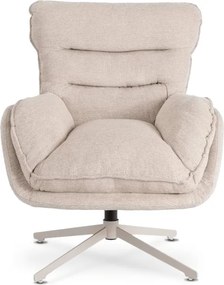 Fotel Wypoczynkowy Obrotowy PASADENA z Podnóżkiem Kremowy Nowoczesny