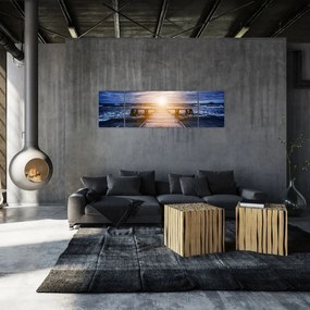 Obraz molo ze słońcem (170x50 cm)