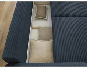 Ciemnoniebieska sztruksowa rozkładana sofa 257 cm Lucien – Bobochic Paris